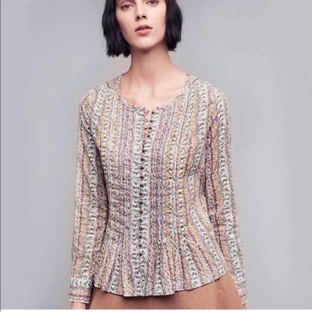Maeve Anthropology floral long sleeve blouse